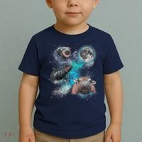 Moo Deng Three Moo Deng Moon Funny Hippo Universe Galaxy Toddler T-Shirt thumb 2