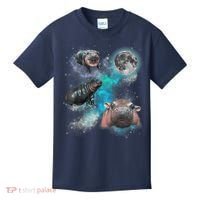 Moo Deng Three Moo Deng Moon Funny Hippo Universe Galaxy Kids T-Shirt thumb 0