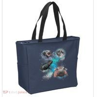 Moo Deng Three Moo Deng Moon Funny Hippo Universe Galaxy Tote Bag thumb 2