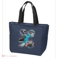 Moo Deng Three Moo Deng Moon Funny Hippo Universe Galaxy Tote Bag thumb 3