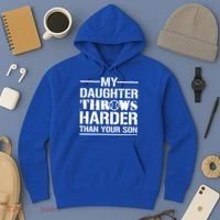 My Daughter Throws Harder Than Your Son Softball Dad Gift Hoodie thumb 3