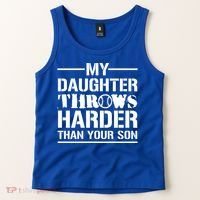 My Daughter Throws Harder Than Your Son Softball Dad Gift Tank Top thumb 2