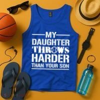 My Daughter Throws Harder Than Your Son Softball Dad Gift Tank Top thumb 4