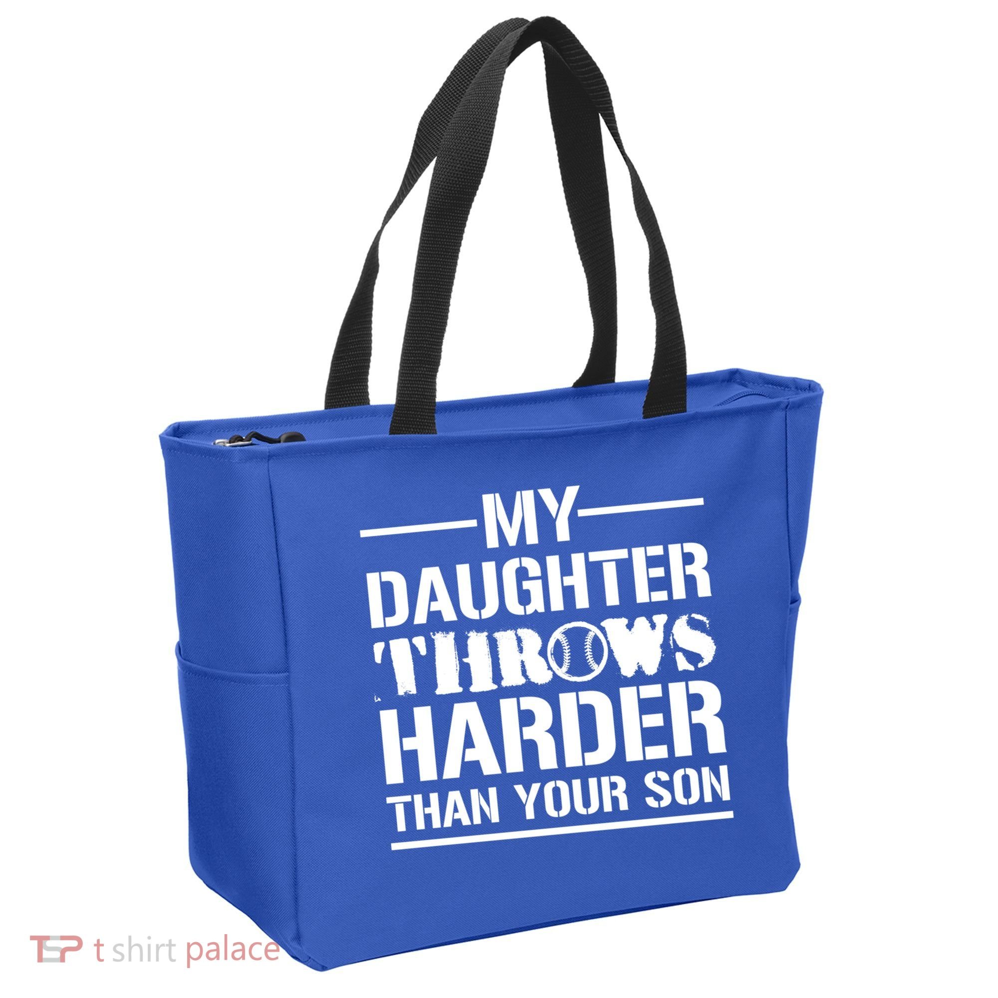My Daughter Throws Harder Than Your Son Softball Dad Gift Tote Bag