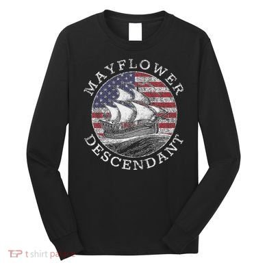 Mayflower Descendant Used Union Jack Long Sleeve Shirt