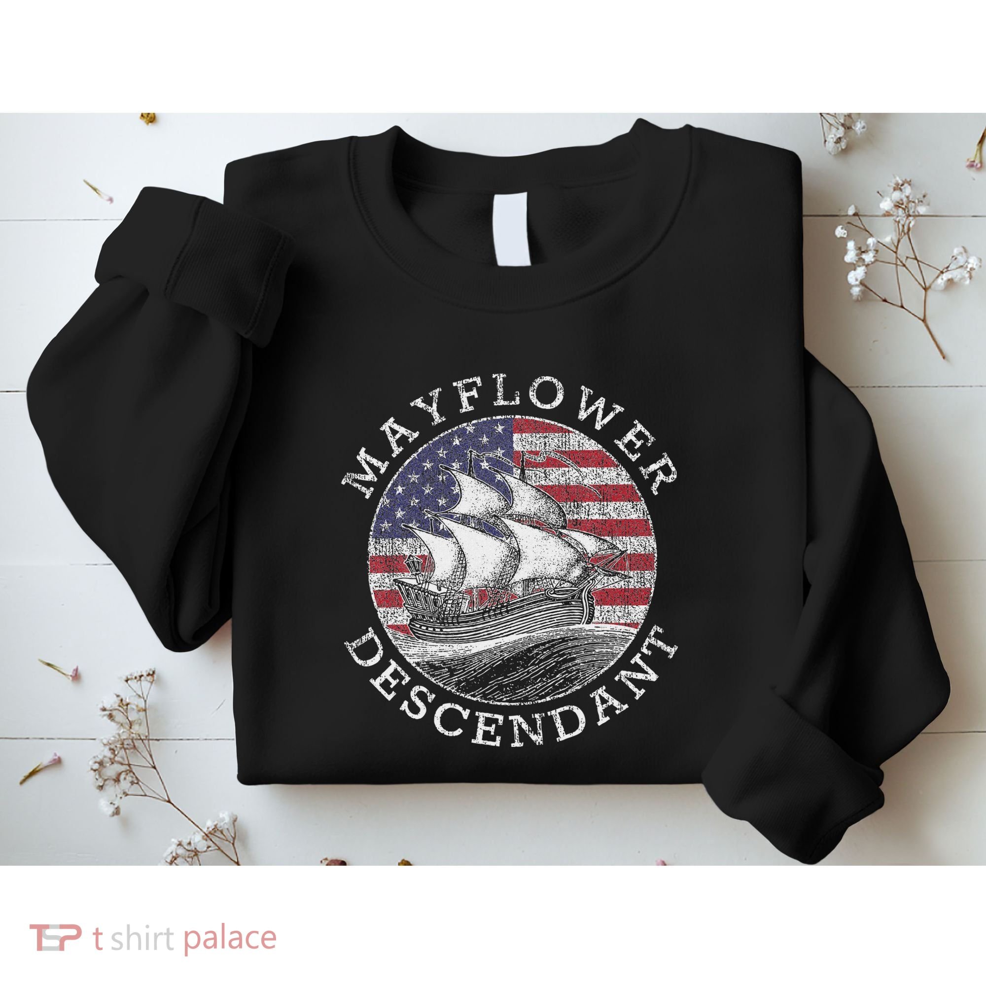 Mayflower Descendant Used Union Jack Sweatshirt