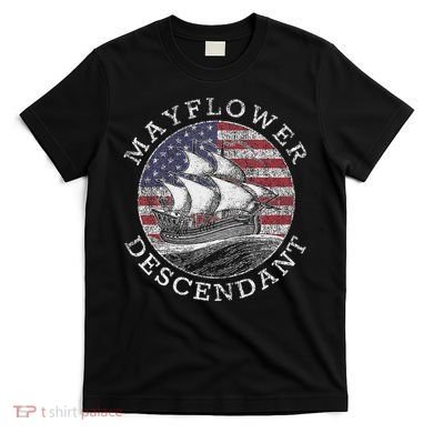 Mayflower Descendant Used Union Jack T-Shirt