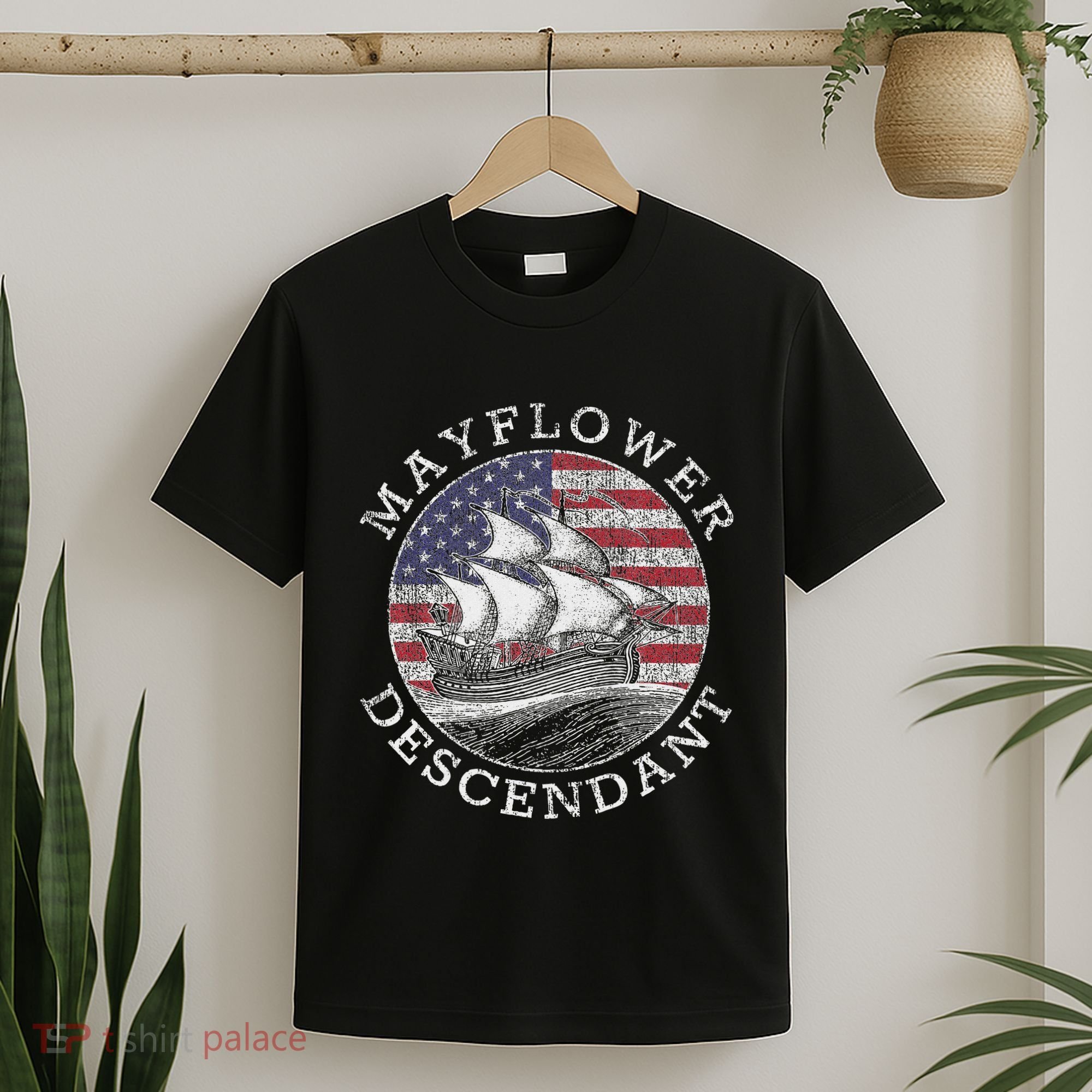 Mayflower Descendant Used Union Jack T-Shirt