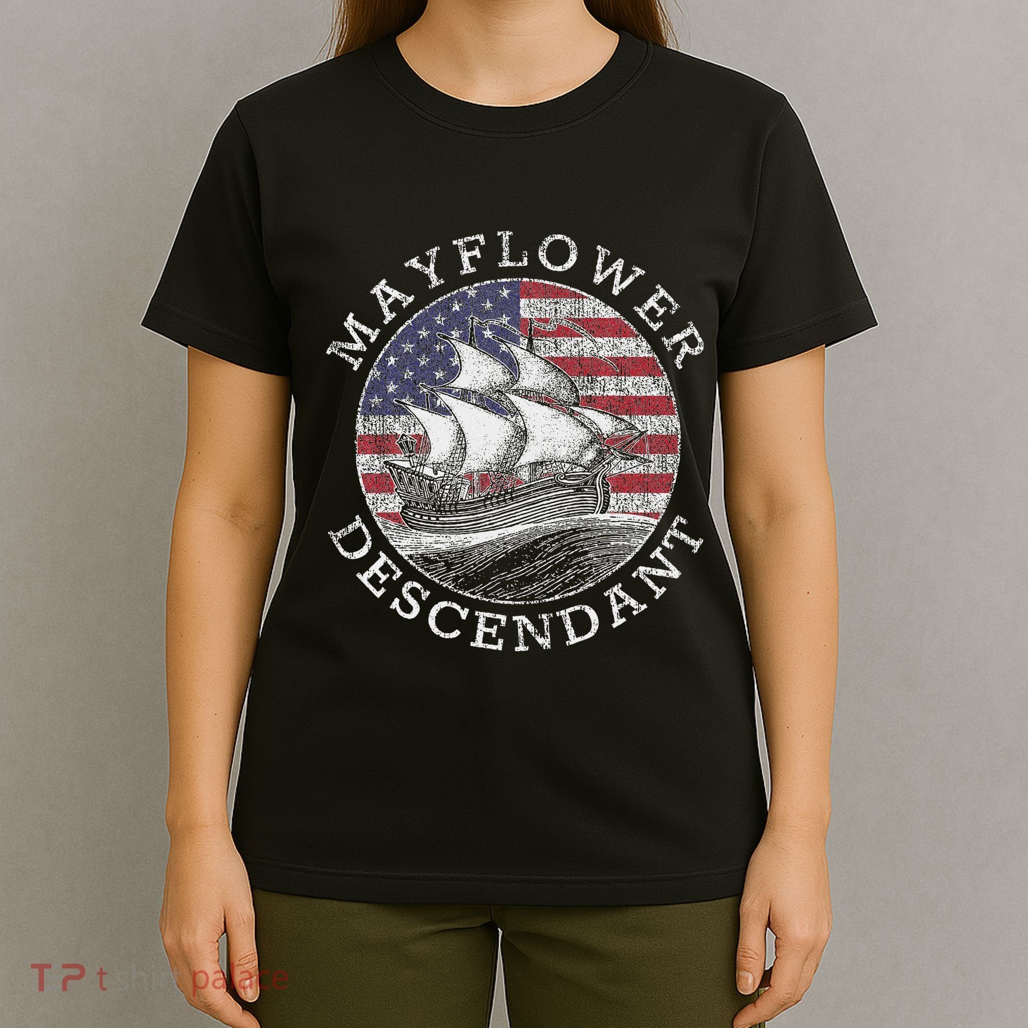 Mayflower Descendant Used Union Jack T-Shirt