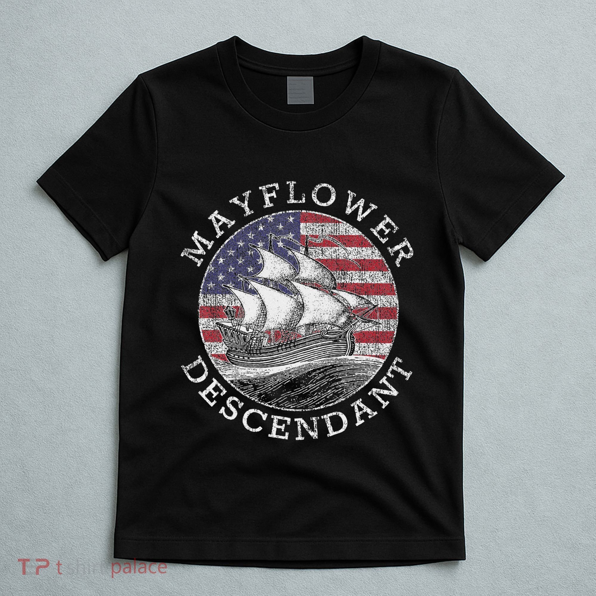 Mayflower Descendant Used Union Jack T-Shirt
