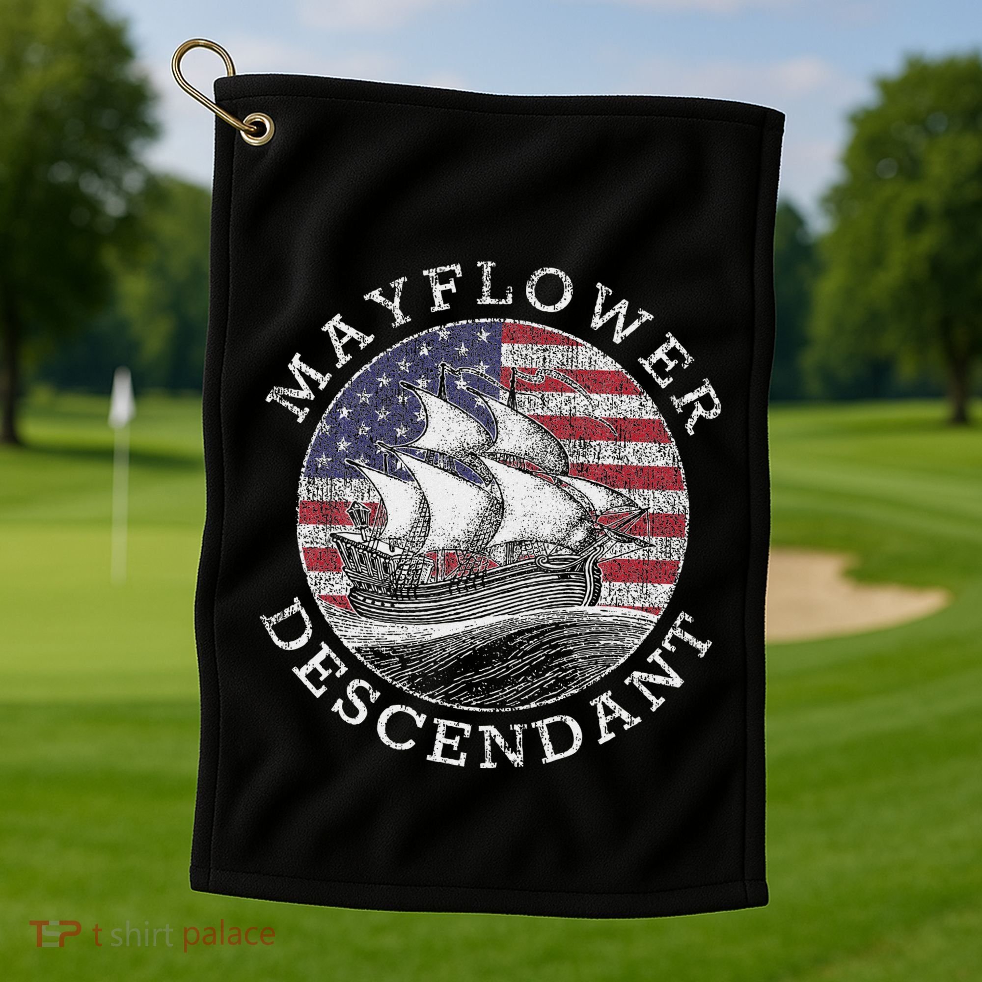 Mayflower Descendant Used Union Jack Golf Towel