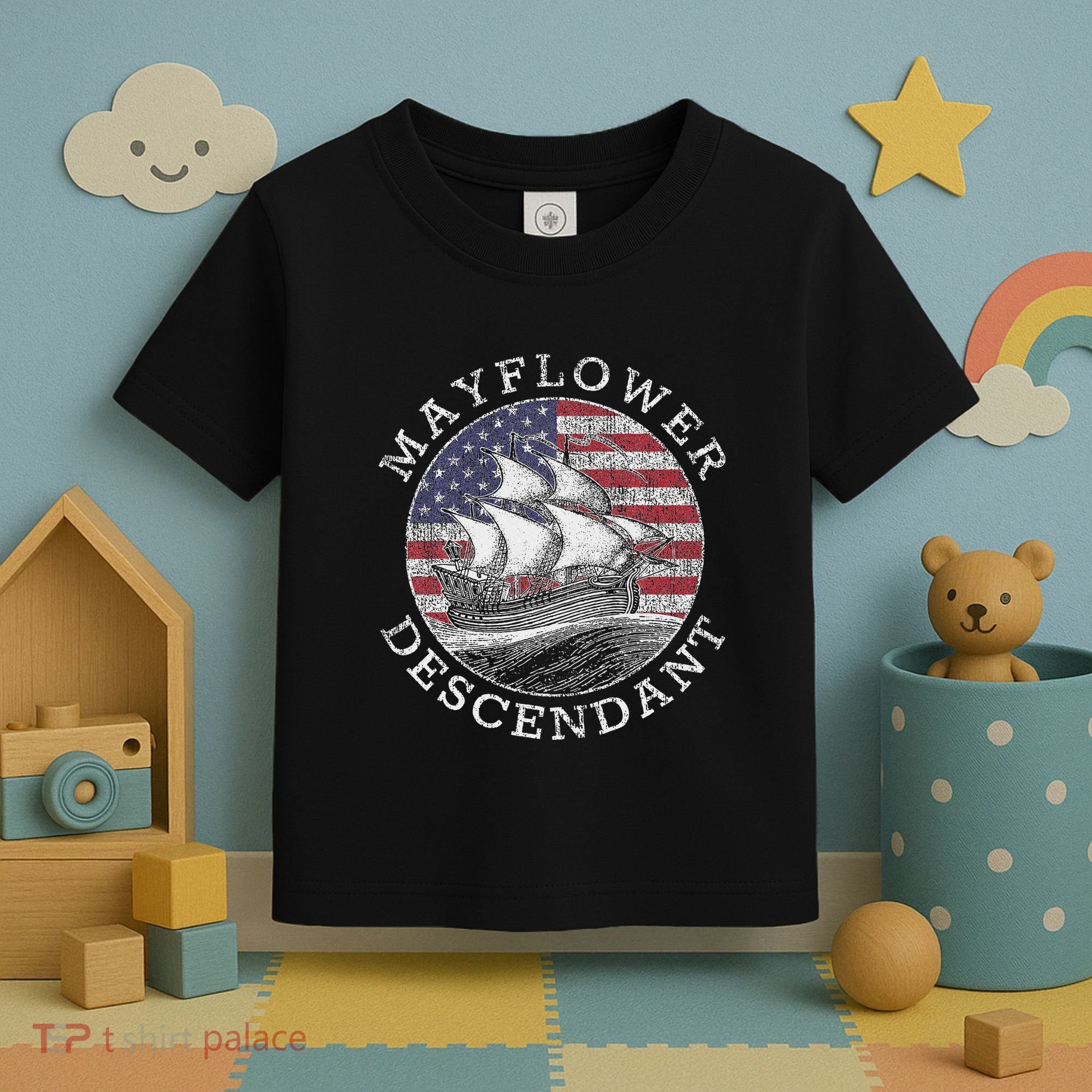 Mayflower Descendant Used Union Jack Toddler T-Shirt