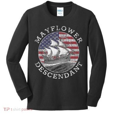 Mayflower Descendant Used Union Jack Kids Long Sleeve Shirt