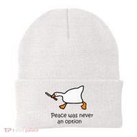 Murder Duck Untitled Duck Game Duck With Knife Meme Beanie thumb 0