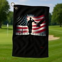 Memorial Day We Will Never Forget Remember The Fallen Flag Golf Towel thumb 1