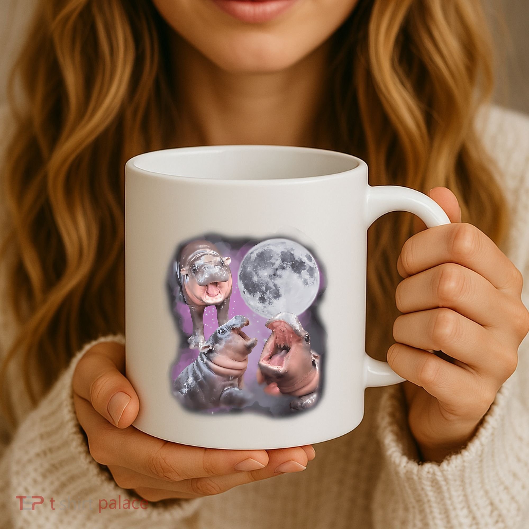Moo Deng With The Moon Coffee Mug