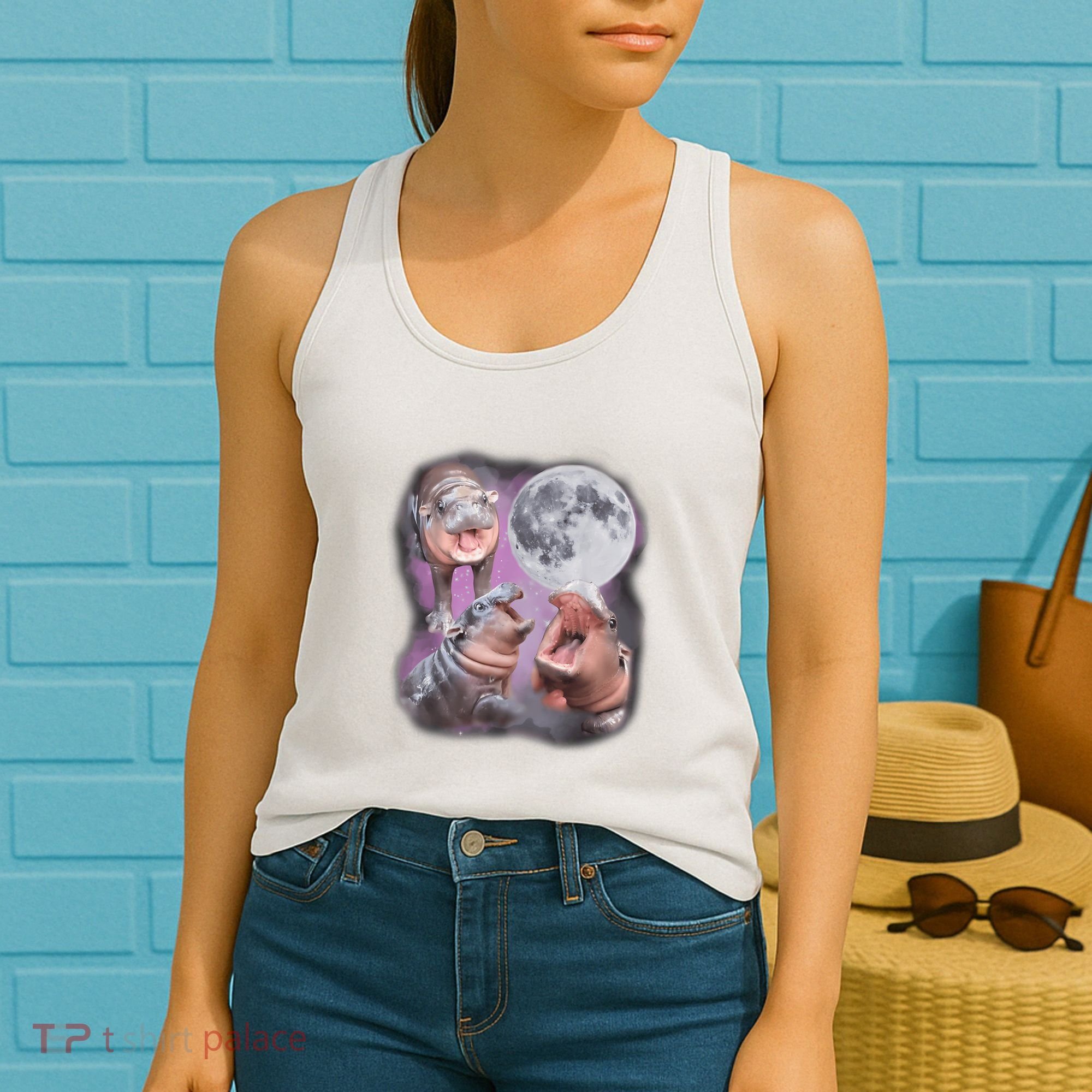 Moo Deng With The Moon Women's Tank Top