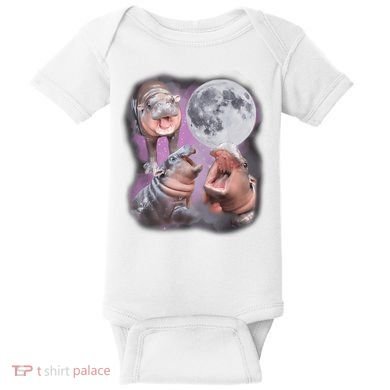 Moo Deng With The Moon Baby Bodysuit