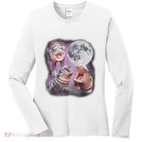 Moo Deng With The Moon Women's Long Sleeve Shirt thumb 0