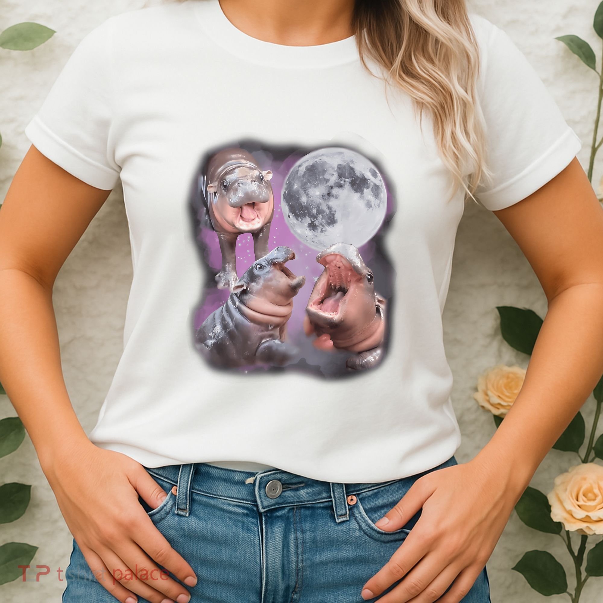 Moo Deng With The Moon Women's T-Shirt