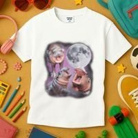 Moo Deng With The Moon Kids T-Shirt thumb 3