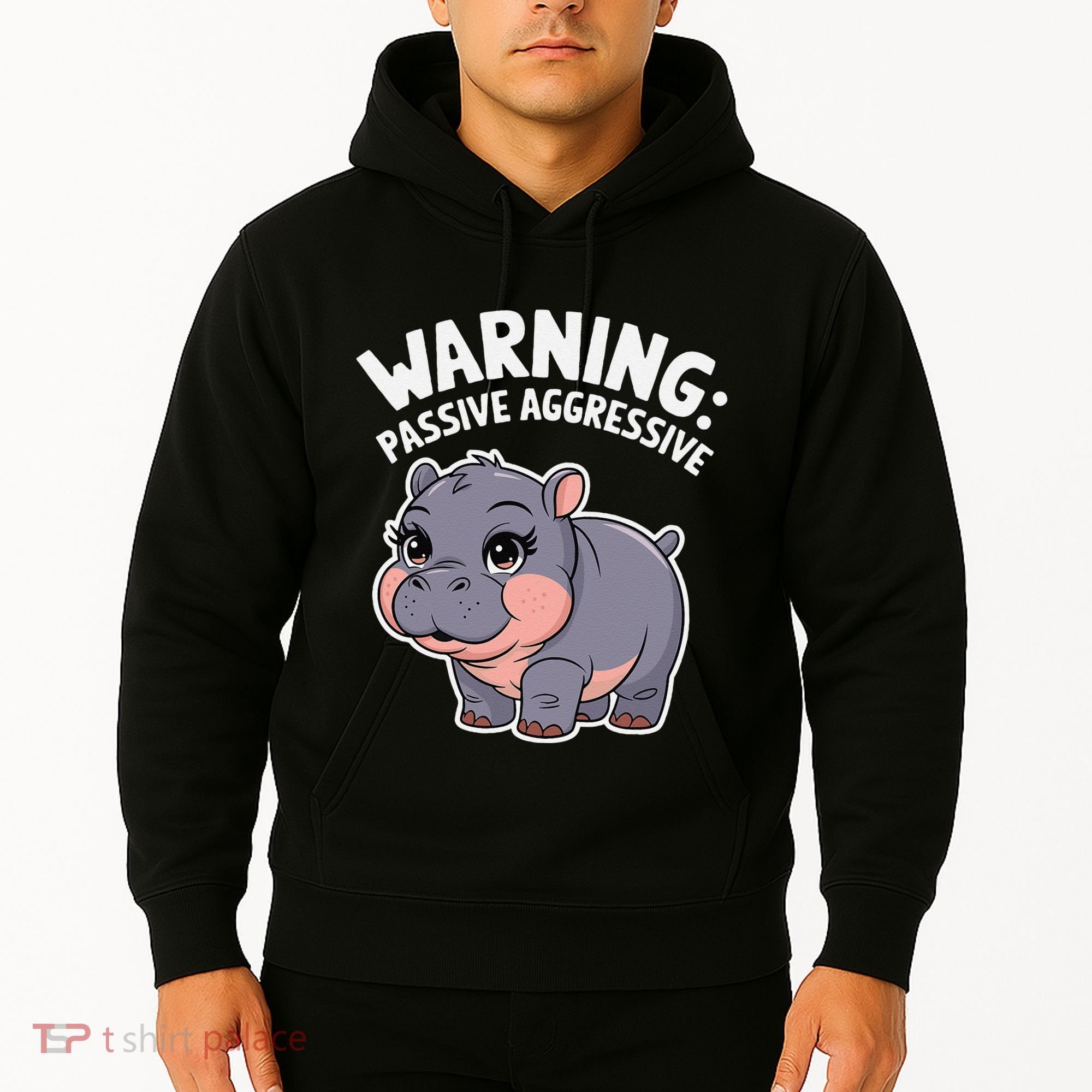 Moo Deng Warning Passive Aggressive Hippo Hoodie