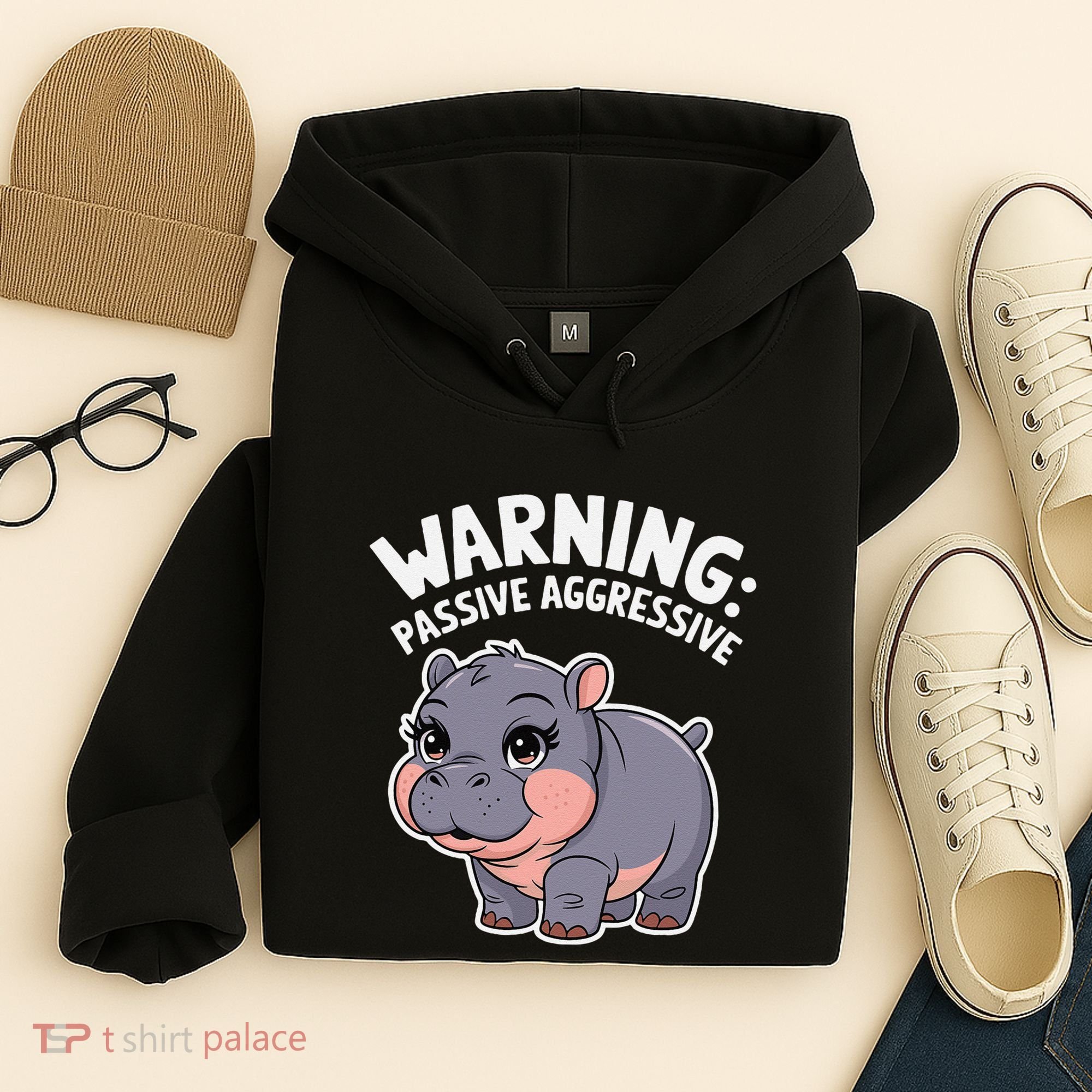 Moo Deng Warning Passive Aggressive Hippo Hoodie