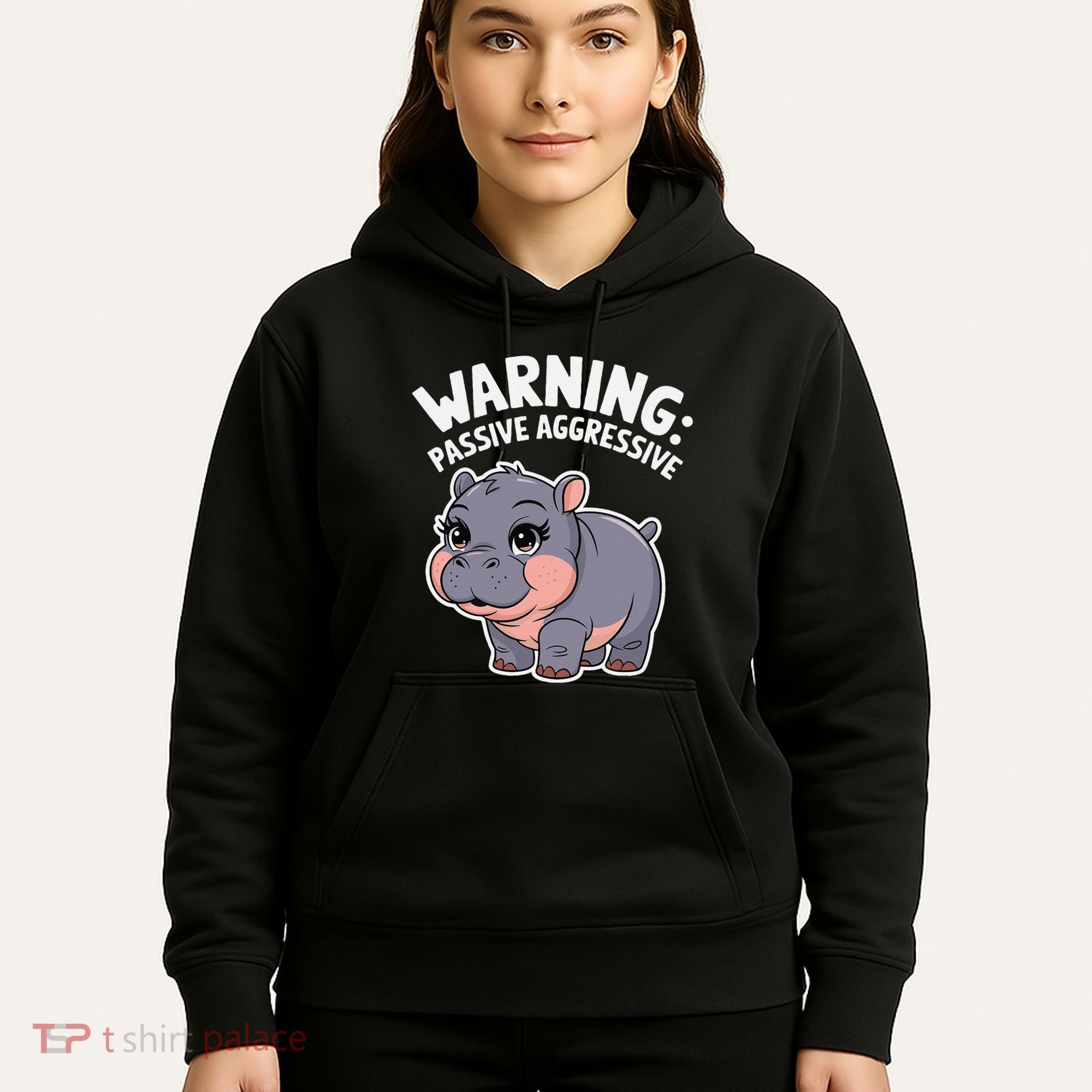 Moo Deng Warning Passive Aggressive Hippo Hoodie