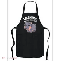 Moo Deng Warning Passive Aggressive Hippo Apron thumb 0