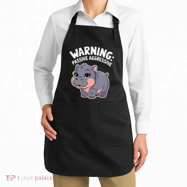 Moo Deng Warning Passive Aggressive Hippo Apron