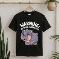 Moo Deng Warning Passive Aggressive Hippo T-Shirt thumb 2