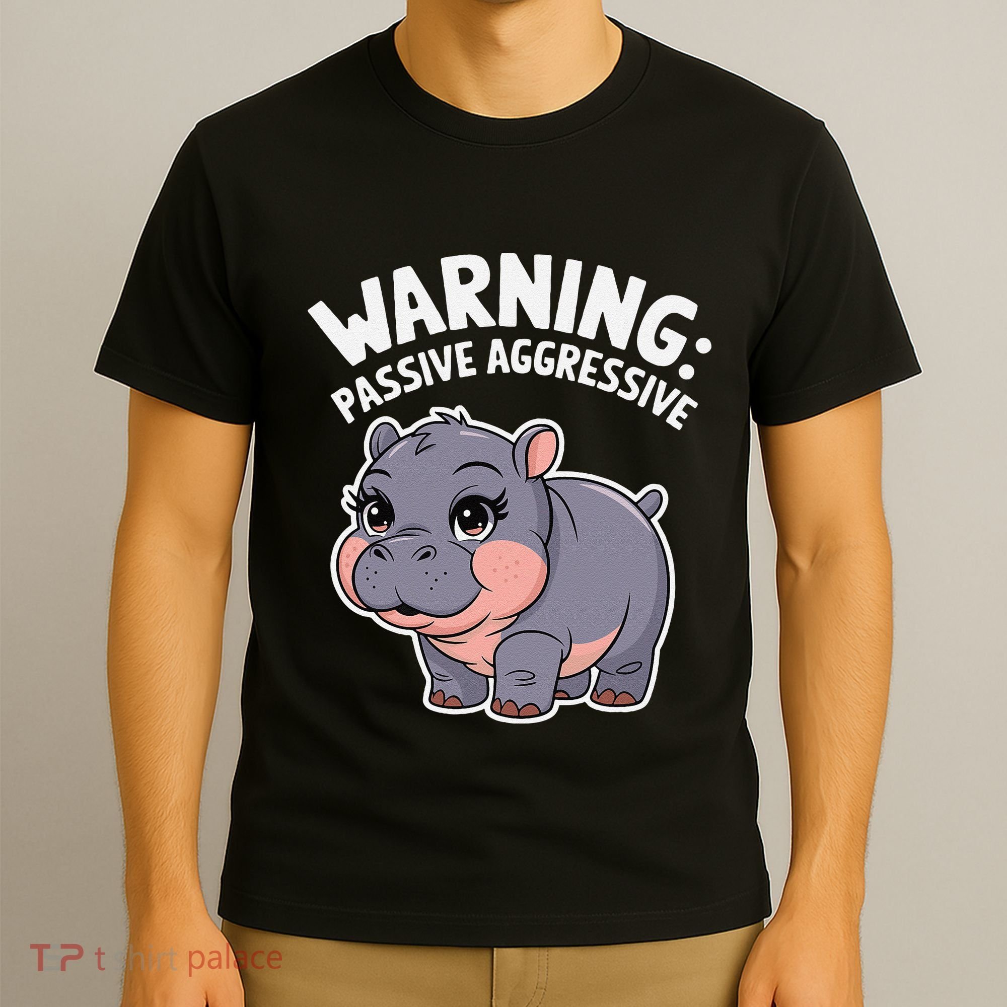 Moo Deng Warning Passive Aggressive Hippo T-Shirt