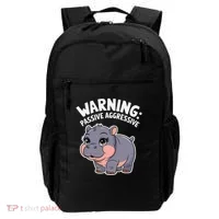 Moo Deng Warning Passive Aggressive Hippo Backpack thumb 0