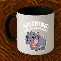 Moo Deng Warning Passive Aggressive Hippo Coffee Mug thumb 2