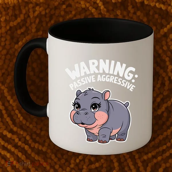 Moo Deng Warning Passive Aggressive Hippo Coffee Mug