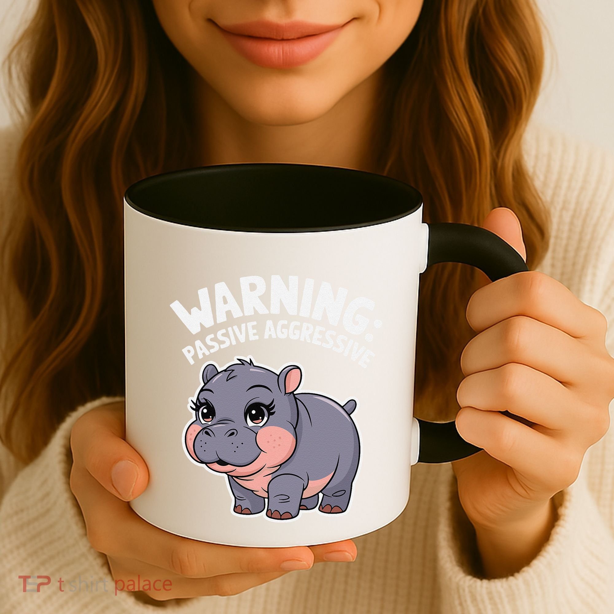 Moo Deng Warning Passive Aggressive Hippo Coffee Mug