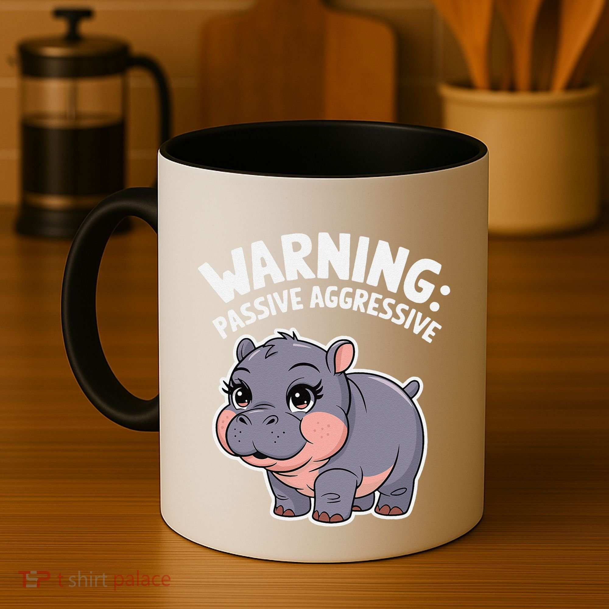 Moo Deng Warning Passive Aggressive Hippo Coffee Mug