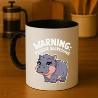 Moo Deng Warning Passive Aggressive Hippo Coffee Mug thumb 4