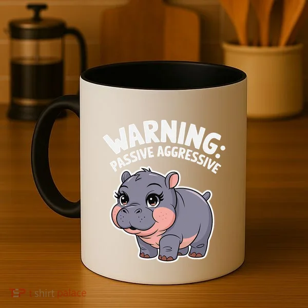 Moo Deng Warning Passive Aggressive Hippo Coffee Mug