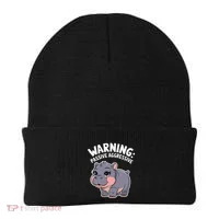 Moo Deng Warning Passive Aggressive Hippo Beanie thumb 0