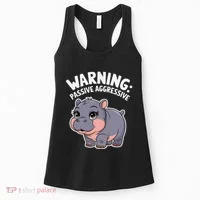 Moo Deng Warning Passive Aggressive Hippo Women's Tank Top thumb 0