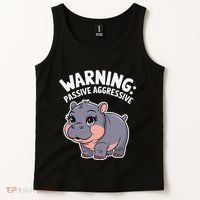 Moo Deng Warning Passive Aggressive Hippo Tank Top thumb 2