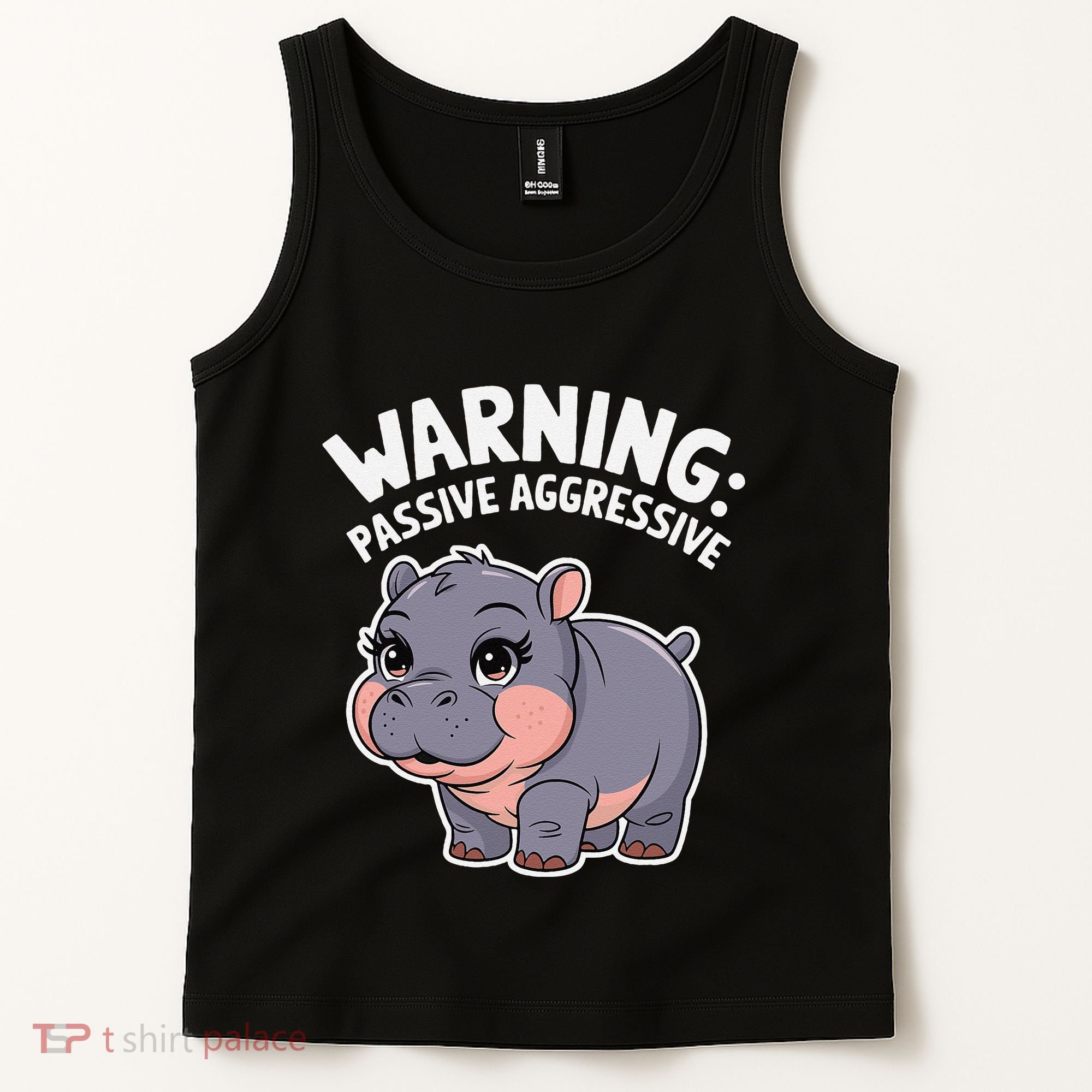 Moo Deng Warning Passive Aggressive Hippo Tank Top