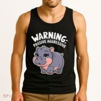 Moo Deng Warning Passive Aggressive Hippo Tank Top thumb 3