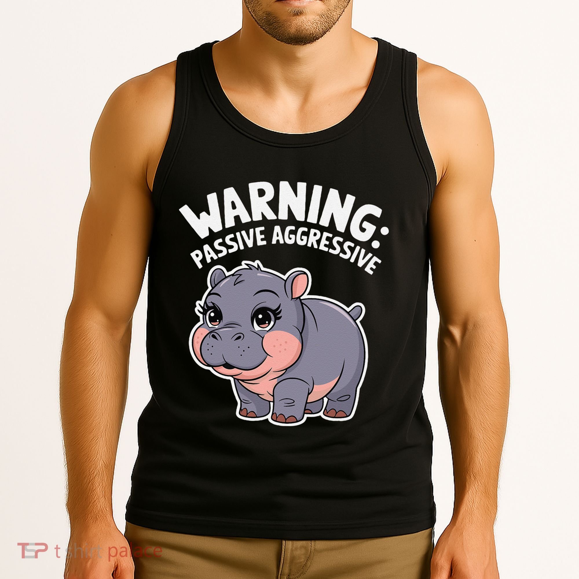 Moo Deng Warning Passive Aggressive Hippo Tank Top