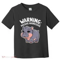 Moo Deng Warning Passive Aggressive Hippo Toddler T-Shirt thumb 0