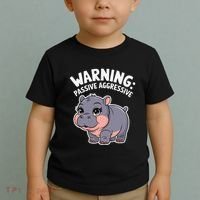 Moo Deng Warning Passive Aggressive Hippo Toddler T-Shirt thumb 2