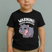 Moo Deng Warning Passive Aggressive Hippo Toddler T-Shirt thumb 2