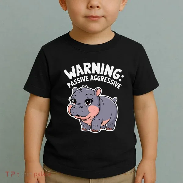 Moo Deng Warning Passive Aggressive Hippo Toddler T-Shirt