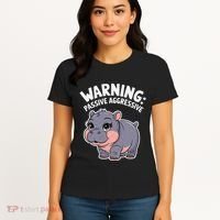 Moo Deng Warning Passive Aggressive Hippo Women's T-Shirt thumb 4